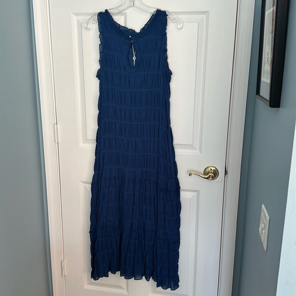 NWT Max Studio Cobalt Blue Dress with Tiers and Pretty Pattern Size Medium